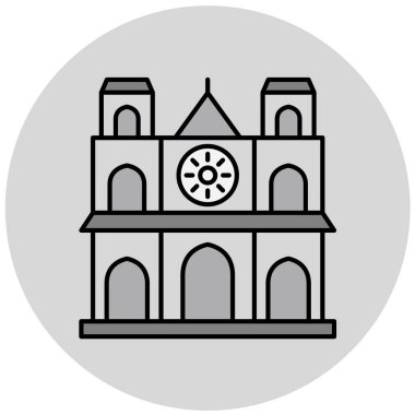 Beyaz arka planda izole edilmiş düz stil bir kilise ikonu. seyahat sembolü çizimi.