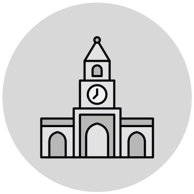 Beyaz arka planda izole edilmiş düz stil bir kilise ikonu. seyahat sembolü çizimi