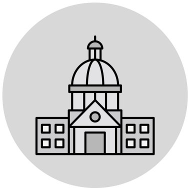 Kilise binası ikonu. İnternet için üniversite mahkemesi vektör simgelerinin özet çizimi