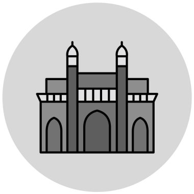 Beyaz arkaplanda izole edilmiş düz biçimli bina simgesi. seyahat sembolü