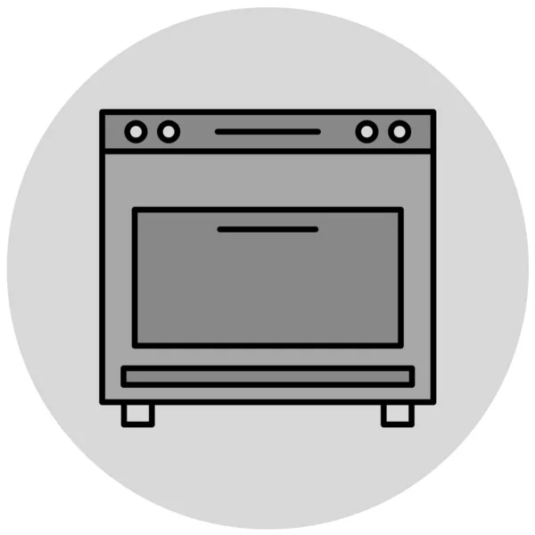 Mikrodalga Fırın Ikonu Için Mutfak Sobası Vektör Simgelerinin Basit Çizimi — Stok Vektör