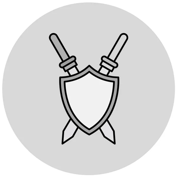 Schild Und Schwerter Einfaches Symbol Vektorillustration — Stockvektor