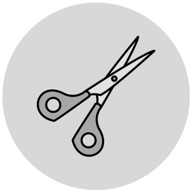 Makas simgesi. Beyaz arkaplanda izole edilmiş web tasarımı için berber dükkanı vektör simgelerinin basit çizimi