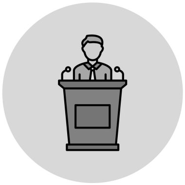 Konferans odası ikonu. Web için tribün vektör simgelerinin özet çizimi