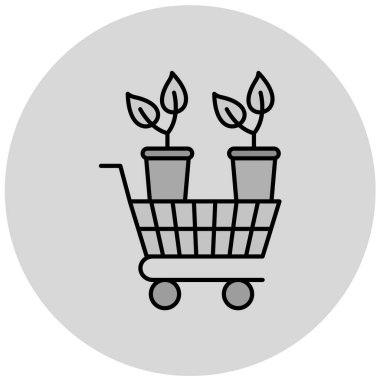 Kişisel ve ticari kullanım için el arabası illüstrasyon simgesindeki bitkiler.