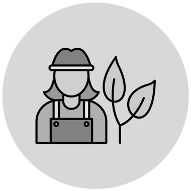 Bitki çizgisi simgesi olan çiftçi, vektör illüstrasyonu