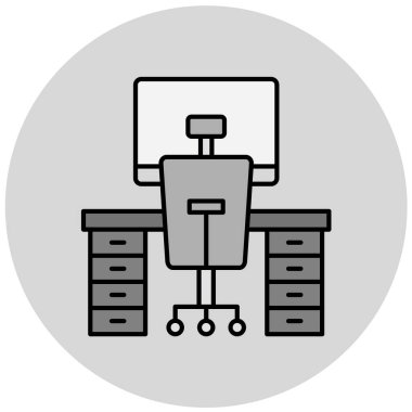 ofis masa simgesi vektör illüstrasyonu