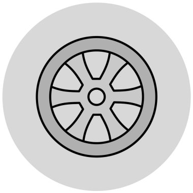 Araba lastiği ikonu. Beyaz arkaplanda izole edilmiş web tasarımı için tekerlek fren disk vektör simgelerinin basit çizimi