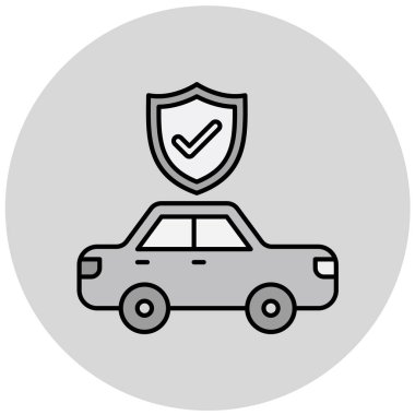 Araba sigortası ikonu. Web için basit taksi aracı vektör simgeleri çizimi