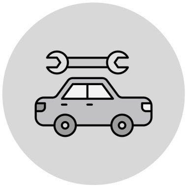 Araba tamir ikonu. Beyaz arkaplanda izole edilmiş web tasarımı için otomatik araç vektör simgelerinin basit çizimi