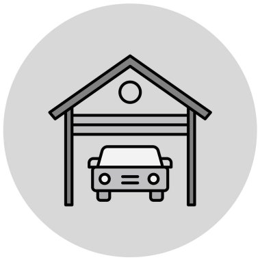 Araba garajı ikonu. Web tasarımı için ev vektör sembolünün basit çizimi