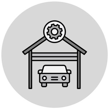 Araba garajı ikonu. Web için ev vektör simgelerinin özet çizimi