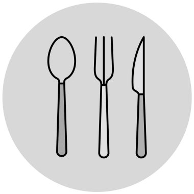 bıçak, kaşık ve çatal simgesi beyaz arkaplanda