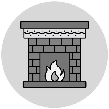 Şömine. Web simgesi basit illüstrasyon