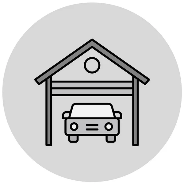 Ícone Garagem Carro Ilustração Simples Símbolo Vetor Casa Para Web — Vetor de Stock