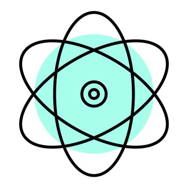 Atom simgesi vektörü web ve mobil uygulama tasarımınız için beyaz arkaplanda izole edildi, bilim logosu kavramı