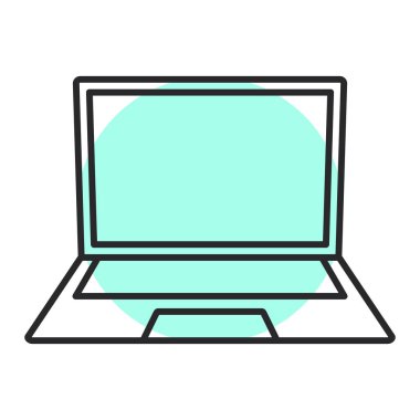 teknoloji ve bilgisayar vektör illüstrasyonlu dizüstü bilgisayar