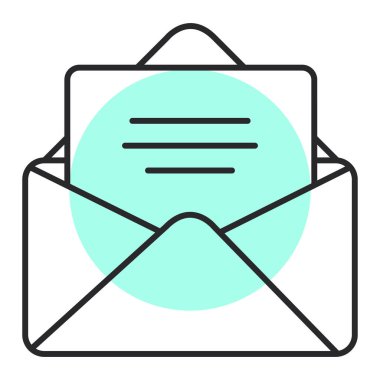 Zarf posta simgesi. ana hatlı ileti vektör illüstrasyon sembolü ve bonus