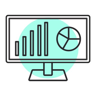 veri analizi vektör ince çizgi simgesi, illüstrasyon. beyaz arkaplanda izole.