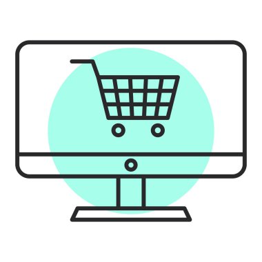 dizüstü bilgisayar ve alışveriş arabası vektör illüstrasyon grafik tasarımı