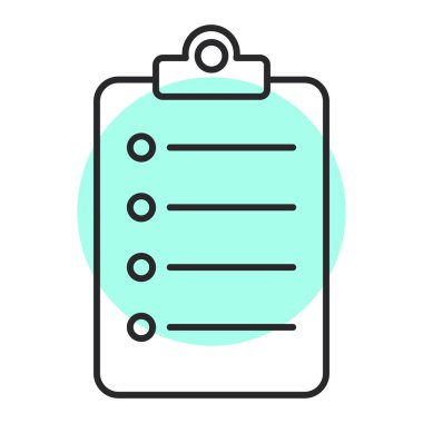 Web ve mobil uygulama tasarımınız, pano logo konseptiniz için beyaz arkaplanda izole edilmiş kontrol listesi simgesi vektörü