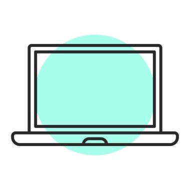 Dizüstü bilgisayar simgesi. Düz tasarım stili