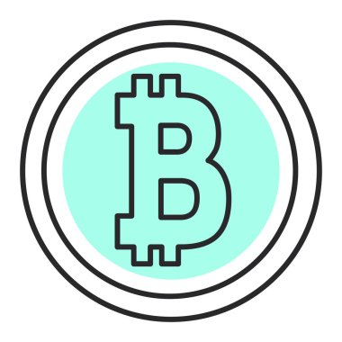 Bitcoin simgesi. Para birimi sembolü. Kripto para birimi ve engelleme zinciri kavramı. Yalnız tasarım. vektör illüstrasyonu