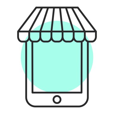 Akıllı telefon ve mobil uygulama vektör illüstrasyonlu alışveriş arabası