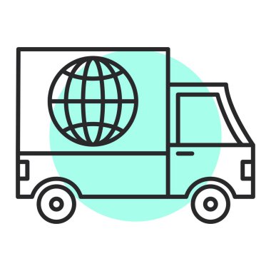 Kargo ve lojistik vektör illüstrasyonlu teslimat kamyonu