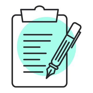 Kalem ve kalem ikonlu pano. vektör illüstrasyonu