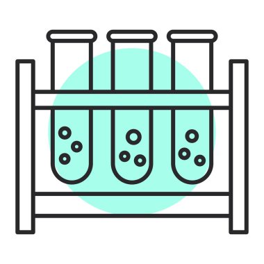 Test tüpü simgesi. Beyaz arkaplanda izole edilmiş web tasarımı için laboratuvar şişe vektör simgelerinin tasviri