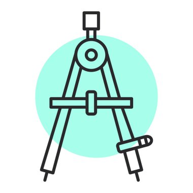 pusula simgesi vektörü. İnce çizgi işareti. İzole edilmiş kontür sembolü gösterimi