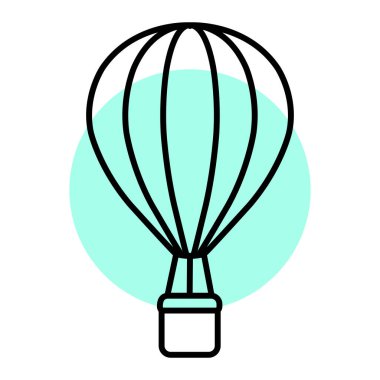 Sıcak hava balonu ikonu. Web için turist taşımacılığı vektör simgelerinin ana hatları