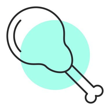 Tavuk budu ikonu. Web için kızarmış et vektör simgelerinin özet çizimi