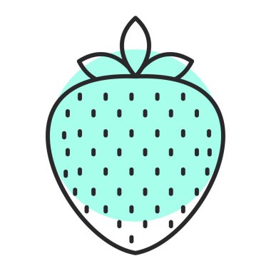 Beyaz arkaplanda taze çilek ikonu, vektör illüstrasyonu