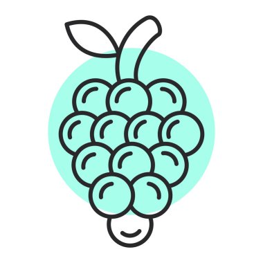 Üzüm ikonu vektörü. İnce çizgi işareti. İzole edilmiş kontür sembolü gösterimi