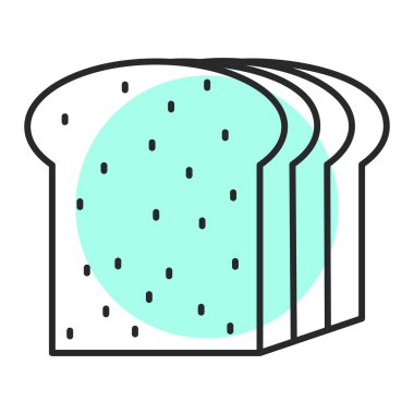 Ekmek ikonu. Fırın gıda sembolü. izole edilmiş kontur vektör çizimi