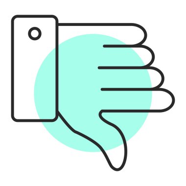 El ve başparmak aşağı hareket ikonu vektörü. İnce çizgi işareti. izole edilmiş sınır sembolü çizimi