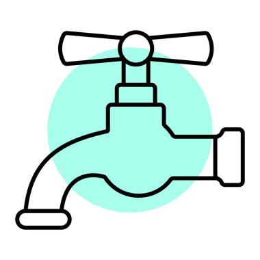 Musluk ikonu. Web için vektör çizgisi tasarım elementlerinin özeti