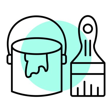 Boya silindiri ve kova ikonu. vektör illüstrasyonu