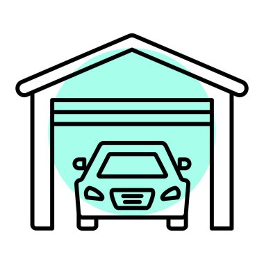 Araba garajı ikonu. Otomatik vektörün özet çizimi ve web için tasarım ögeleri