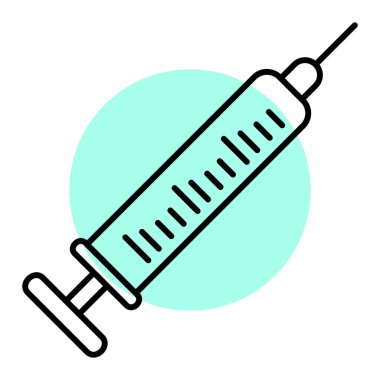 Tıbbi simge ve vektör illüstrasyonlu şırınga