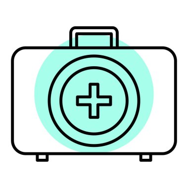 İlk yardım çantası simgesi vektörü. İnce çizgi işareti. izole edilmiş sınır sembolü çizimi