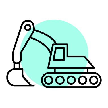 Beyaz arkaplanda izole edilmiş dış hatlar biçiminde kazıcı simgesi. inşaat sembolü