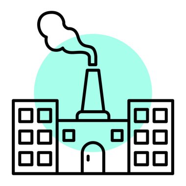 Fabrika binası ikonu. Web için bitki vektör simgelerinin özet çizimi