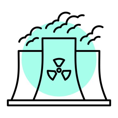 Nükleer enerji santrali ikon vektör illüstrasyon grafik tasarımı