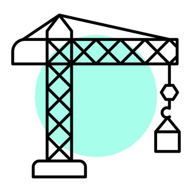 İnşaat vinci simgesi. Web için endüstriyel yapı vektör simgelerinin özet çizimi