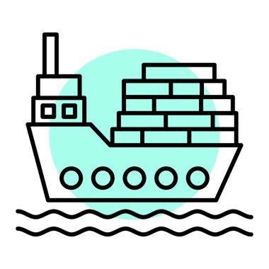 Gemi simgesi. Web tasarımı için kargo botu vektör simgelerinin özet çizimi