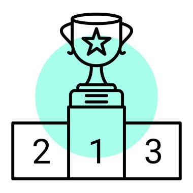 Ödül ve vektör illüstrasyonuyla kazanan podyum