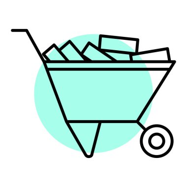 Kürek ve kova vektör çizimi ile el arabası